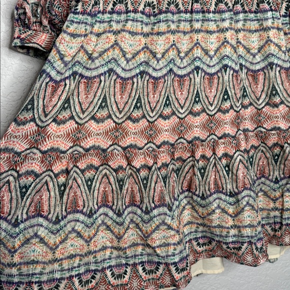 Amanda Uprichard Diego Peasant Boho Geometric Balloon Sleeve Mini Dress Medium - Picture 7 of 8